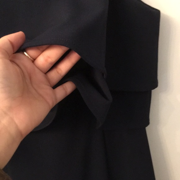 Maggy London Navy Blue Ruffle Strappy Midi Formal Dress 4 - Picture 4 of 7